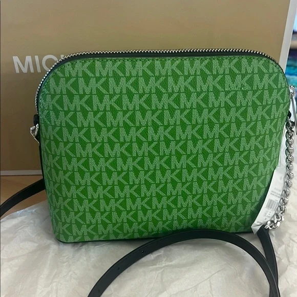 Michael Kors Green and White Crossbody Bag with Signature Monogram - Picture 2 of 7